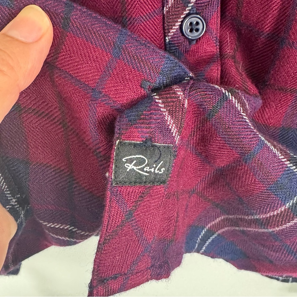 Rails Hunter Plaid Button Front Shirt Blue Burgundy Soft Rayon Size S - Picture 5 of 8